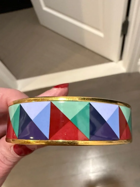 Hermes Clous En Trompe L Oeil ESP Multicolor Bangle Bracelet 65-35mm Gold Plates - Picture 10 of 12